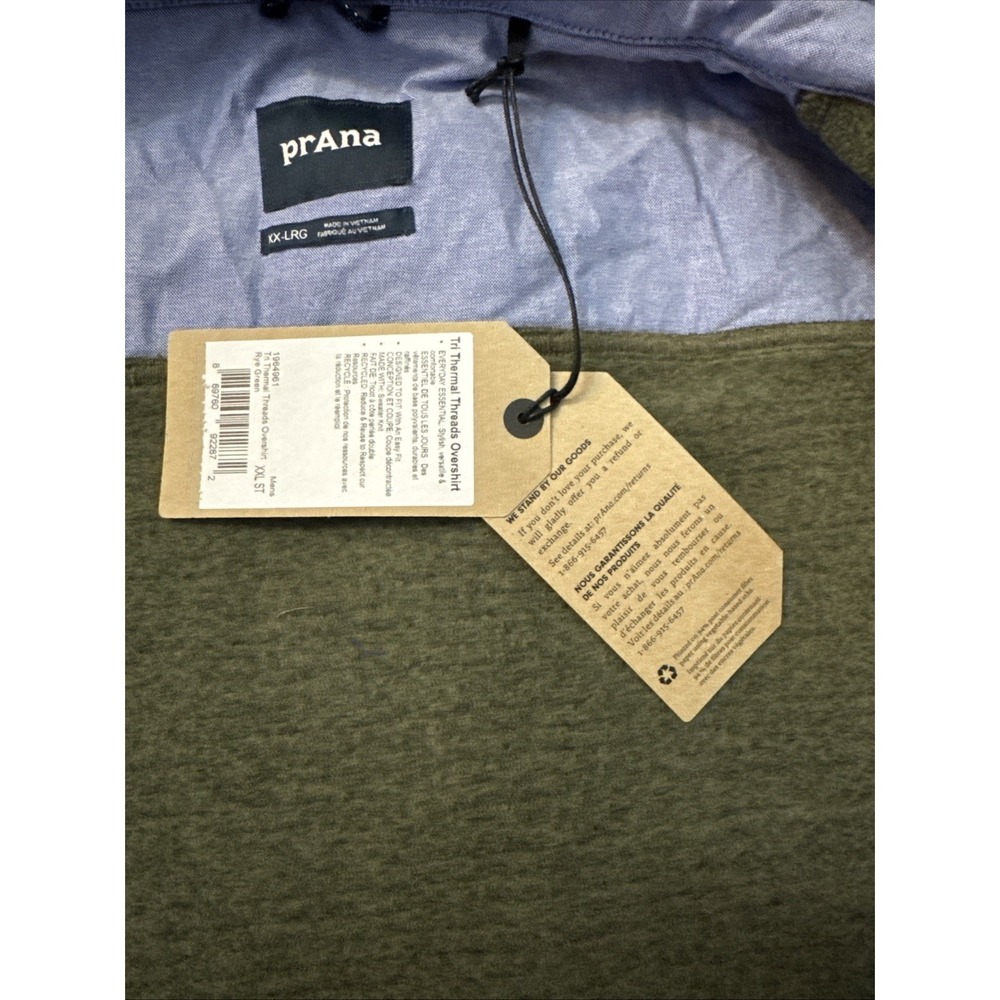 prAna Men's Tri Thermal Threads Overshirt Rye Green Size XXL - Picture 11 of 16